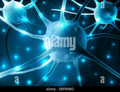 Nervenzellen abstrakter Hintergrund. 3D-Abbildung Stockfoto
