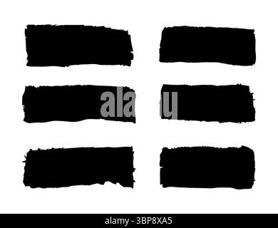 Satz mit sechs schwarzen rechteckigen Stempeln auf weißem Hintergrund. Stock Vektor