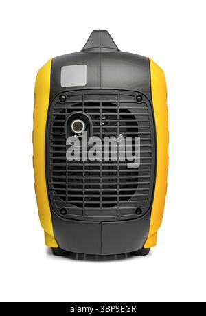 Tragbarer gelber Stromgenerator, isoliert auf weißem Hintergrund Stockfoto