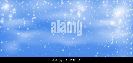 Schneefall auf blauem Hintergrund, Weihnachtsschneeflocken bg Overlay, Schneesturm Blizzard Vektor Illustration Stock Vektor