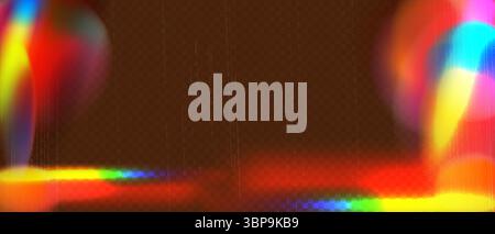 Alte körnige Filmtextur mit fließenden Licht-Regenbogenstrahlen, realistischer Filmstreifen-Overlay-Modus, abstrakter Vektor-Hintergrund Stock Vektor