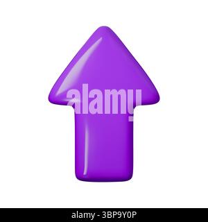 3D leuchtende violette Hochglanz-Pfeil-Vektor-Illustration, die nach oben zeigt. Perfekt für Webdesign, Infografiken und Geschäftspräsentationen. Modern, elegant Stock Vektor