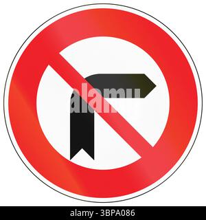 Straßenschild in Kambodscha - keine Rechtsabbiegung. Stockfoto