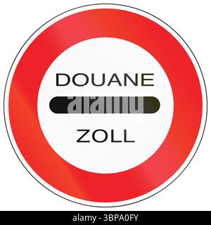 Verkehrsschild in Kambodscha - Halt am Zollbahnhof. Stockfoto