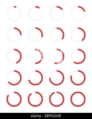 Set von kreisförmigen Fortschrittsbalken. Warten auf Fortschritt, Sammlung von Download-Symbolen. Infografik-Animation flache Elemente für Websites Stock Vektor