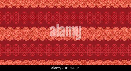 Luxuriöses chinesisches Neujahrsmuster in Rot und Gold. Festliches Zicle-Design, japanisches Muster für Banner, Werbeanzeigen, Poster, Pachaging Stock Vektor