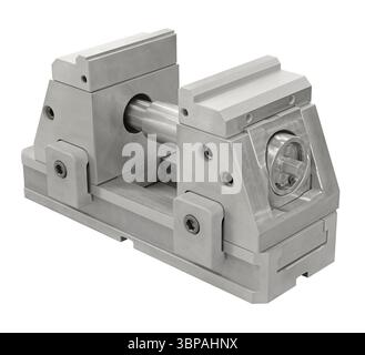 Allgemeine Schraubstöcke, Arbeitswerkzeug für industrielle Metallbearbeitung, isoliert auf weißem Hintergrund Stockfoto