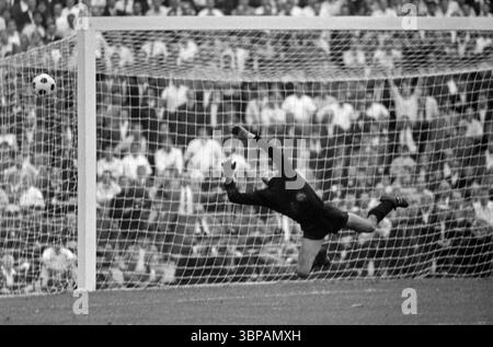 60er Jahre, Sport, Fußball, Regionalliga West, Stadtliga Berlin, 1965/1966, Aufstiegsspiel zur Bundesliga 1966/1967, Fortuna Düsseldorf gegen Hertha BSC Berlin 4-1, 12.06.1966, Rheinstadion Düsseldorf, 12.06.1966, Tor gegen Fortuna, Torhüter Wolfgang Fahrian (Hertha) ist kanzellos Stockfoto