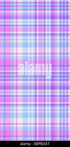 Nahtloses Karomuster mit Reihenstruktur und Schottenmuster. Outfit-Vektor-karierter Textilinhalt in violetter und zyanblauer Farbpalette. Stock Vektor