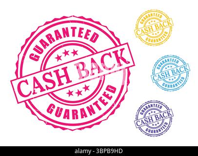 Guaranteed Money Return Stempel, Cashback Vector Label Set Stock Vektor