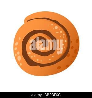 Vektor-Illustration Zimtbrötchen und süßes Schneckenbrötchen. Dessertbacken. Süßmehlprodukte. Gebäck auf weißem Hintergrund Stock Vektor