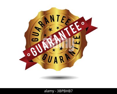 Ein glänzender Goldsiegel-Stempelvektor, der Garantie und Premium-Qualität verkörpert. Dieses elegante Design ist perfekt für einen Hauch von Vertrauen und Luxus Stock Vektor