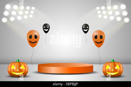 Happy Halloween Verkaufspodest. Posterdesign mit Hintergrund. Vektorabbildung. Stock Vektor