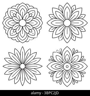 Mandala-Kollektion mit Blumenmuster Stock Vektor