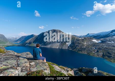 Djupvatnet Aussichtspunkt, Geiranger, Norwegen Stockfoto