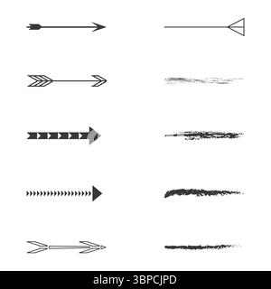 Weiße Pfeilsymbole. Richtungsvektorsymbol. Pfadform bereinigen. Schwarzes Hintergrunddesign. Stock Vektor