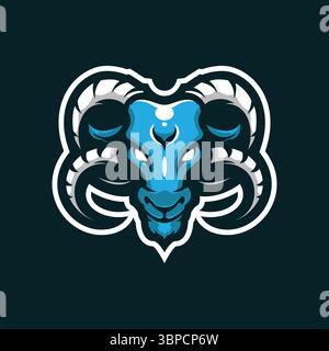 Ziegenmaskottchen Logo Design Vektor mit modernem Illustrationskonzept Stil für Abzeichen, Emblem und T-Shirt Druck. Abbildung der Kopfziege. Stock Vektor