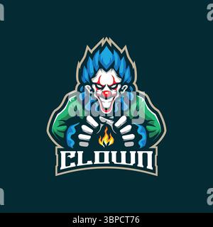 Clown Mascot Logo Design Vektor mit modernem Illustrationskonzept Stil für Abzeichen, Emblem und T-Shirt Druck. Illustration des intelligenten Clown. Stock Vektor