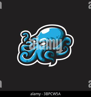 Oktopus Maskottchen Logo Design Vektor mit modernem Illustrationskonzept Stil für Abzeichen, Emblem und T-Shirt Druck. Illustration des wütenden Oktopus. Stock Vektor