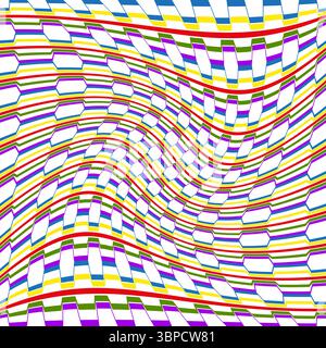Welliges Streifenmuster. Regenbogen-Verformungsvektor. Optische Welligkeit. Dynamic Flow Art. Stock Vektor
