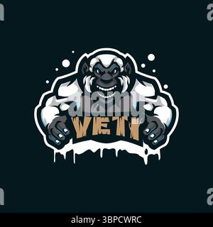Yeti Mascot Logo Design Vektor mit modernem Illustrationskonzept Stil für Abzeichen, Emblem und T-Shirt Druck. Wütende Yeti-Illustration für die Sportmannschaft. Stock Vektor