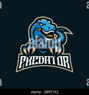 Raptor Mascot Logo Design Vektor mit modernem Illustrationskonzept Stil für Abzeichen, Emblem und T-Shirt Druck. Illustration des wütenden Raptors. Stock Vektor
