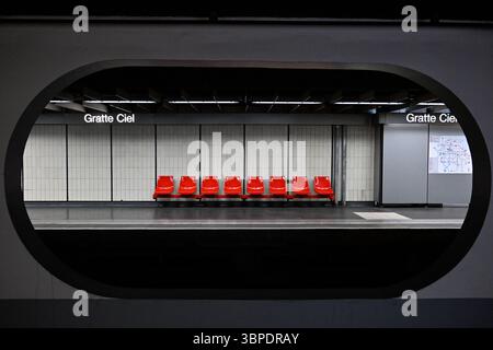 Villeurbanne (Zentralfrankreich): Bezirk Gratte-ciel-Dedieu-Charmettes. Der Bahnhof Gratte Ciel wird von der U-Bahn-Linie A. bedient Stockfoto
