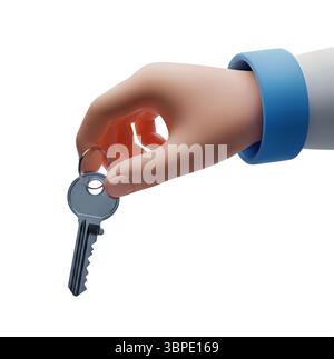 Handgriff auf minimalistisches 3D-Rendering in einem weichen und glatten Renderer Stockfoto