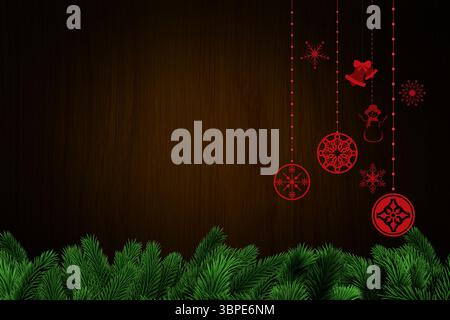 Weihnachtsdekoration über Holzdielen Stockfoto