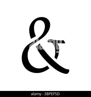 Ein stilvolles schwarzes Ampersand-Symbol, perfekt für Typografie, Designprojekte, Hochzeitseinladungen oder konjunktionale Themen. Stock Vektor