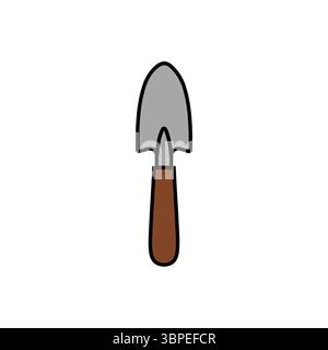 Bunte Handkelle Illustration mit braunem Griff, ideal für Gartenarbeit und Outdoor-Themen. Stock Vektor
