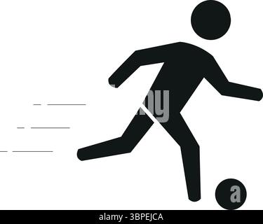 Figur, die Fußball spielt, läuft nach dem Ball, Silhouette Fußballspieler, Vektorillustration, Symbol-Symbol Stock Vektor