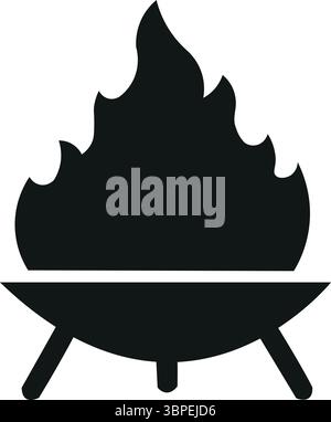 Feuer brennt in Schüssel, Silhouette Feuerstelle, Symbol, Symbol, Vektor-Illustration Stock Vektor