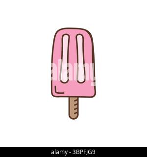 Ein entzückendes rosafarbenes Cartoon-Eis, perfekt, um Ihren Sommermotiven einen Hauch von Süße zu verleihen. Stock Vektor