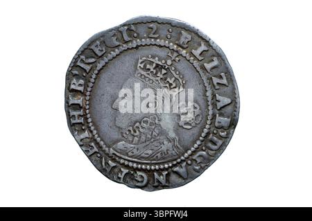Sixpence von Königin Elisabeth I. Stockfoto