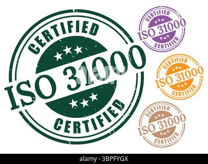 A Risk Management Certification Badges, ISO 31000 Stamp Vector Pack Stock Vektor