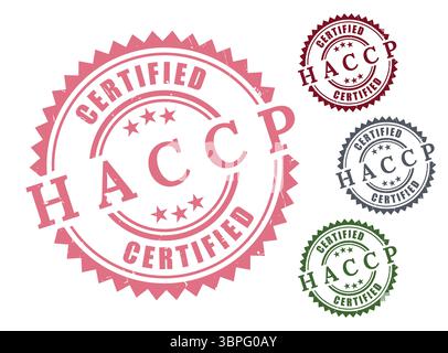 A Safe Food Handling Icons, HACCP-Zertifizierungsetiketten Stock Vektor