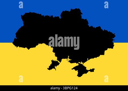 Ukraine Karte und Flagge. Vektor-Illustration des Unabhängigkeitstages der Ukraine. Das Gebiet grenzt an die Krim. Stock Vektor