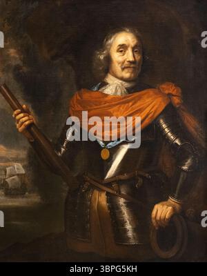 Jan Lievens 'Portrait of Maarten Harpertszn Tromp', 1660; niederländischer Marineoffizier. Niederländisches Goldenes Zeitalter; Porträt eines Mannes aus dem 17. Jahrhundert. Stockfoto