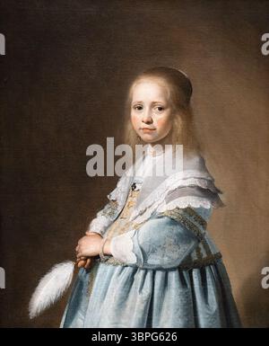 Johannes Cornelisz Verspronck, Portrait of a Girl dressed in Blue 1660–2; Portrait of a Child dressed in her Best Clothes; Dutch Golden Age Painting Stockfoto