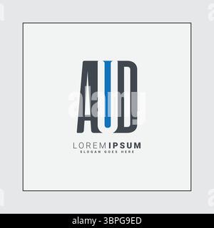 Initial Letter AUD Logo – einfaches Geschäftslogo für Buchstaben A, U und D Stock Vektor