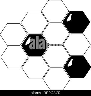 Honighintergrund Honigwaben-Zusammensetzung. Vektorgrafik-Strichdarstellung. Perfekt für Karten, Dekorationen, Aufkleber, Logo, Menü, verschiedene Designs. Für p Stock Vektor