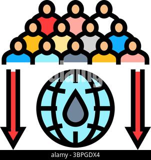 Bevölkerungsdruck natürliche Ressourcen Farbe Symbol Vektor Illustration Stock Vektor