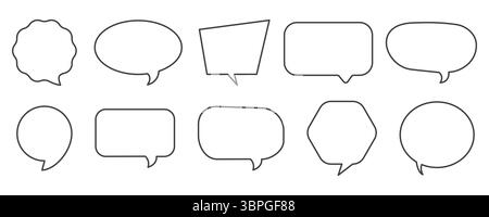 Satz von Sprechblasen-Symbolen in verschiedenen Formen, die Kommunikation, Dialog, Nachricht, Kommentar, Chat, Unterhaltung und Textfelder Stock Vektor