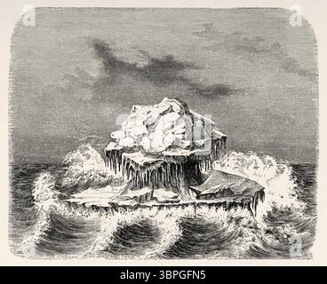 Eisberg, Grönland. Zweite deutsche Nordpolexpedition der Schiffe La Germania und La Hansa 1869-1870 durch Kapitän Paul Friedrich August Hegemann (1836–1913) Le Tour du Monde 1874 Stockfoto