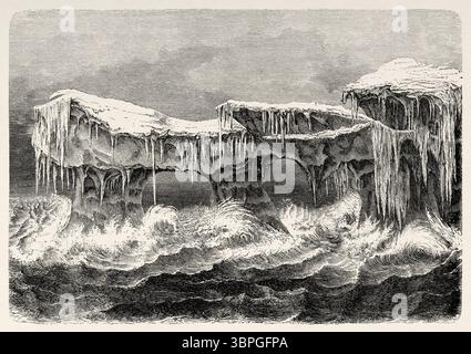 Ein Eisberg, Grönland. Zweite deutsche Nordpolexpedition der Schiffe La Germania und La Hansa 1869-1870 durch Kapitän Paul Friedrich August Hegemann (1836–1913) Le Tour du Monde 1874 Stockfoto