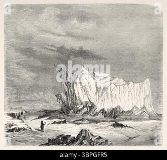 Ein Eisberg, Grönland. Zweite deutsche Nordpolexpedition der Schiffe La Germania und La Hansa 1869-1870 durch Kapitän Paul Friedrich August Hegemann (1836–1913) Le Tour du Monde 1874 Stockfoto