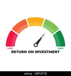 ROI-Symbol mit Farbskala von niedrig bis hoch für ROI, Finanzleistung, Geschäftswachstum, Rentabilität, Analyse Stock Vektor