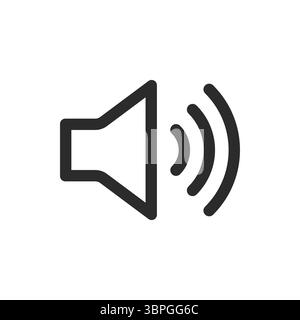 Symbol für die Lautsprecherlautstärke mit Schallwellen, die Audio, Lautstärke, Ton, Musik, Lautsprecherausgang darstellen, Übertragung und Medienwiedergabe in kräftigem Schwarz Stock Vektor