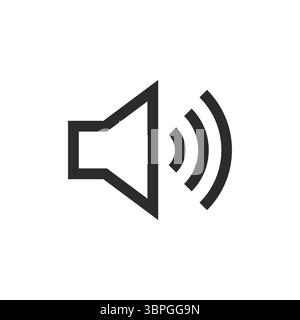 Symbol für die Lautsprecherlautstärke mit Schallwellen, die Audio, Lautstärke, Ton, Musik, Lautsprecherausgang darstellen, Übertragung und Medienwiedergabe in kräftigem Schwarz Stock Vektor